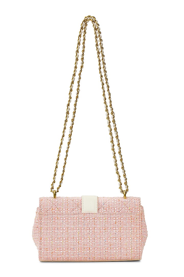 Pink Tweed & Faux Leather Estelle Sling Bag by Miraggio at Pernia's Pop Up Shop