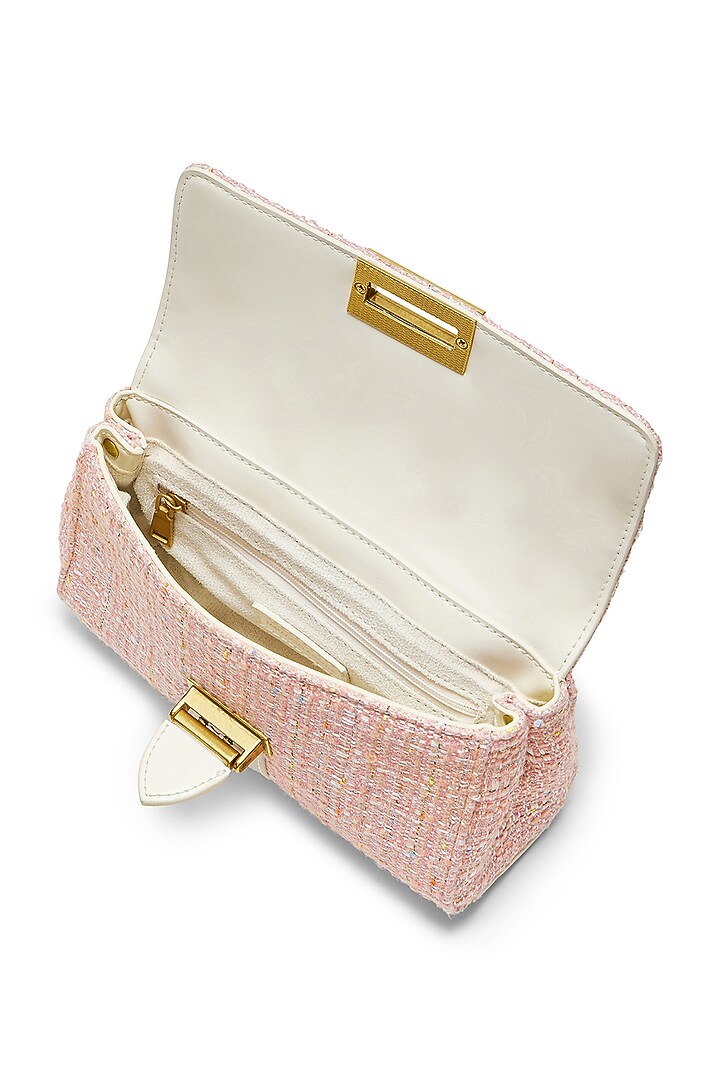 Pink Tweed & Faux Leather Estelle Sling Bag by Miraggio at Pernia's Pop Up Shop