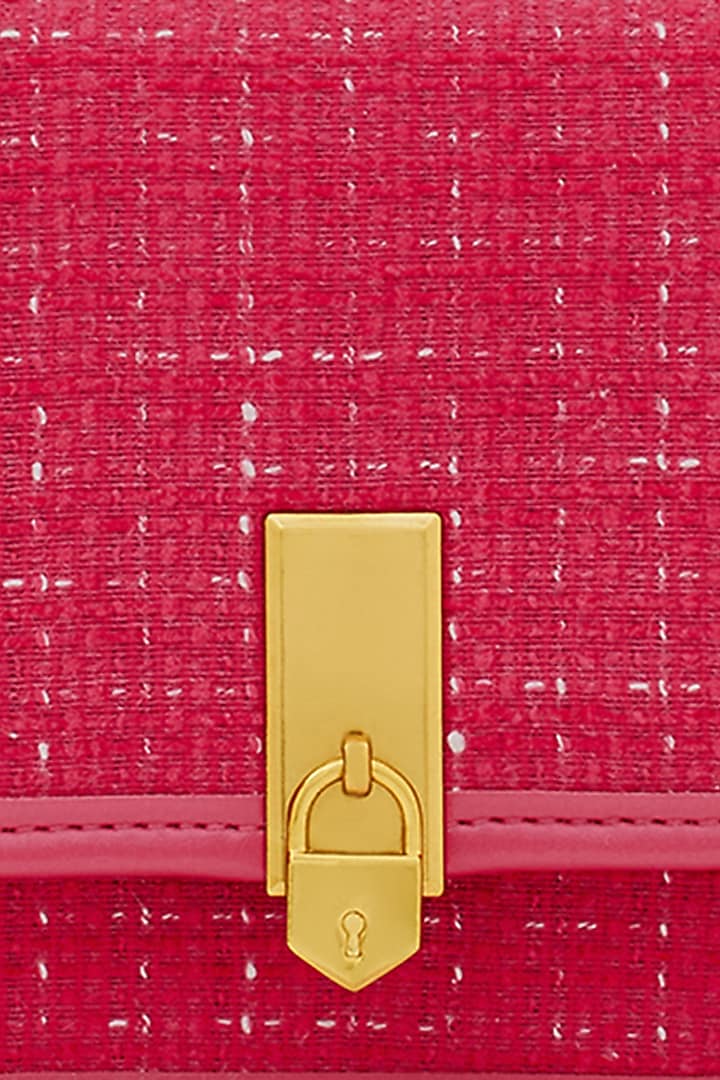Pink Tweed & Faux Leather Sling Bag by Miraggio at Pernia's Pop Up Shop