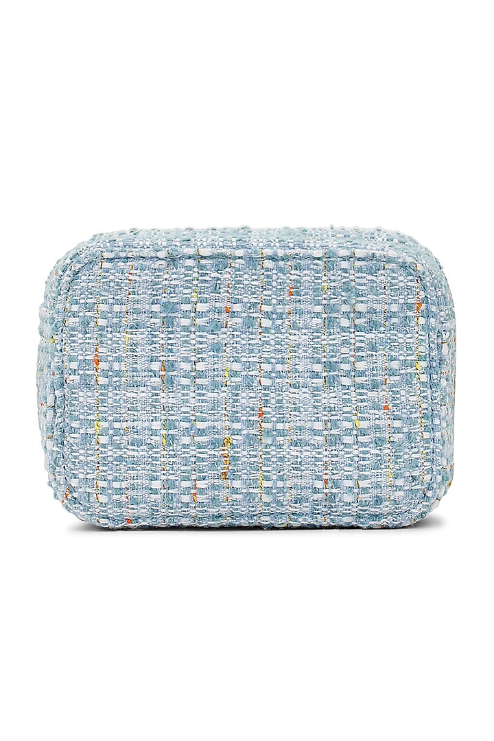 Blue Tweed & Faux Leather Mini Crossbody Bag by Miraggio at Pernia's Pop Up Shop