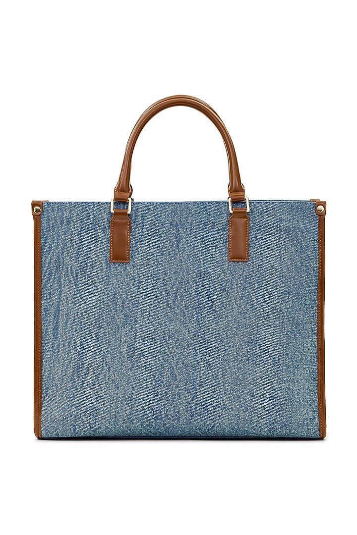 Blue & Brown Denim Tote Bag by Miraggio at Pernia's Pop Up Shop