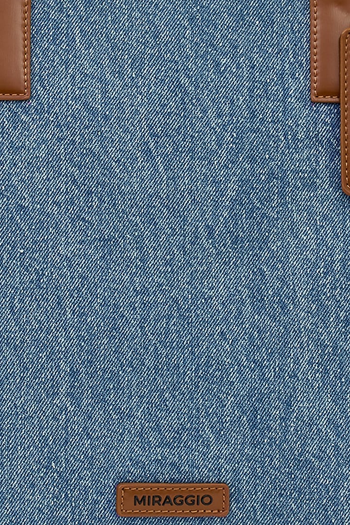 Blue & Brown Denim Tote Bag by Miraggio at Pernia's Pop Up Shop
