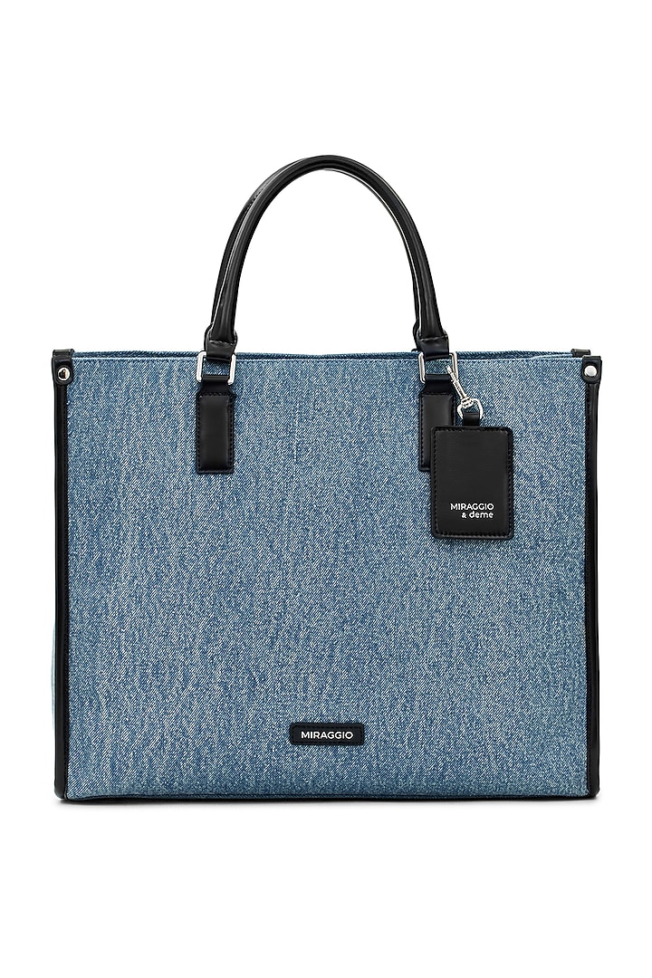 Blue & Black Denim Tote Bag by Miraggio at Pernia's Pop Up Shop