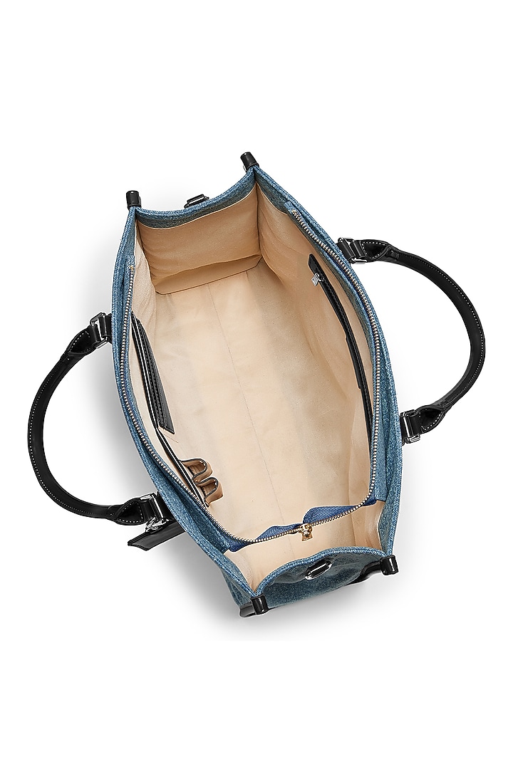 Blue & Black Denim Tote Bag by Miraggio at Pernia's Pop Up Shop