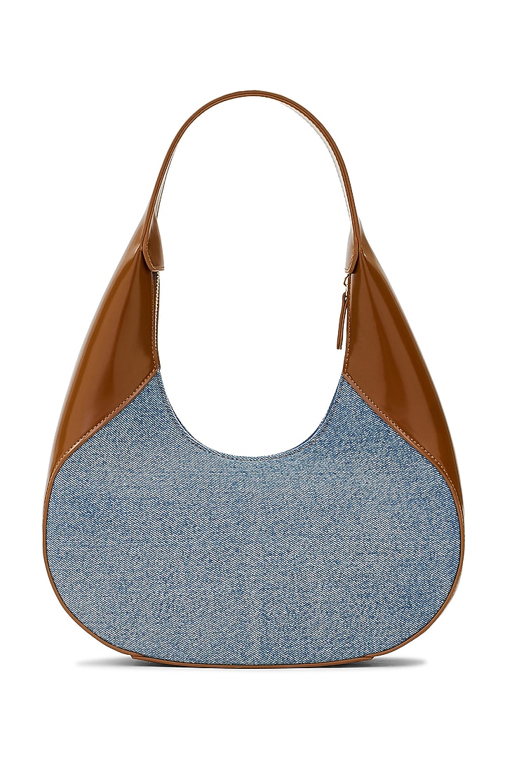 Blue & Brown Denim Shoulder Bag by Miraggio at Pernia's Pop Up Shop