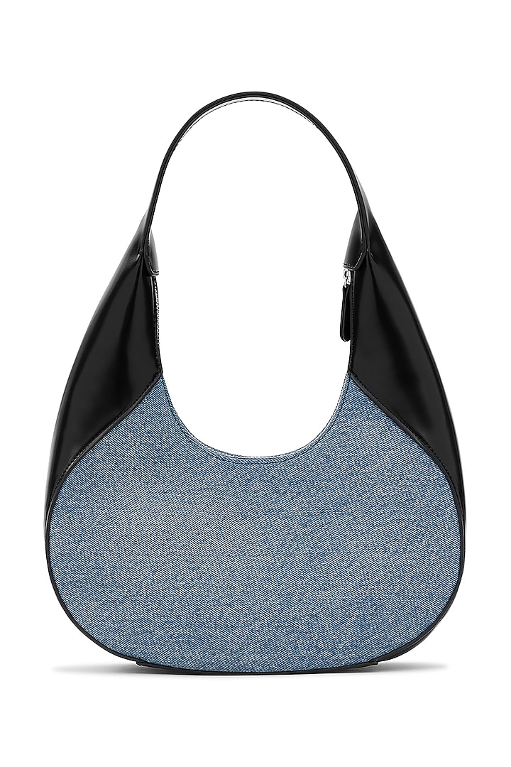 Blue & Black Denim Shoulder Bag by Miraggio at Pernia's Pop Up Shop