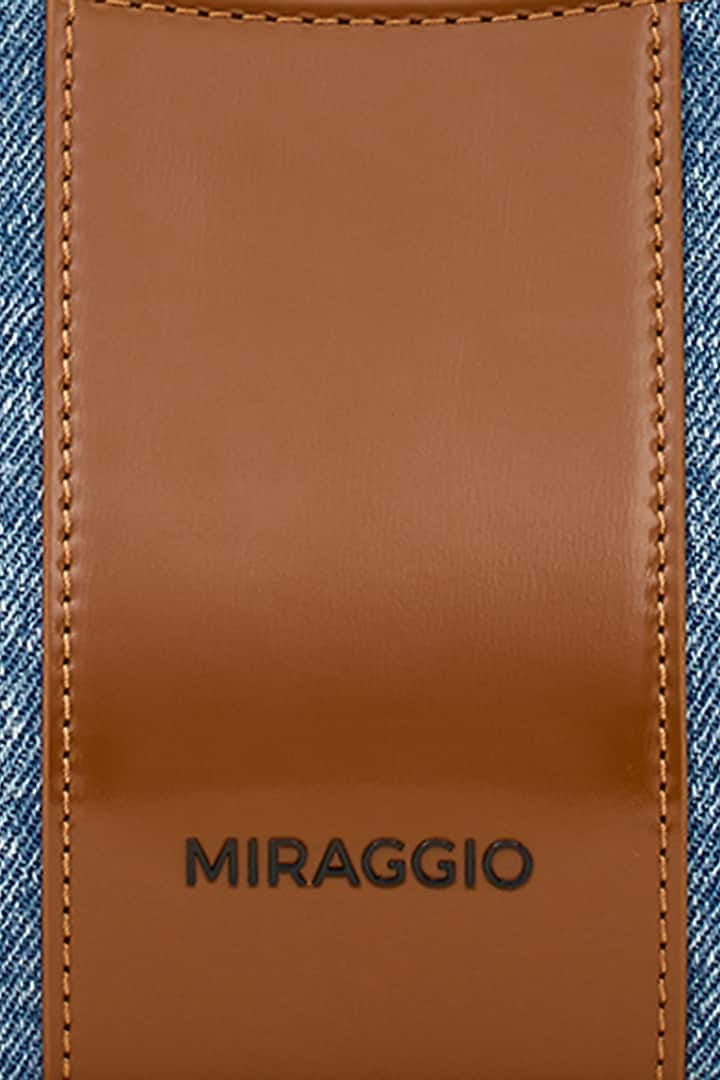 Blue & Brown Denim Shoulder Bag by Miraggio at Pernia's Pop Up Shop
