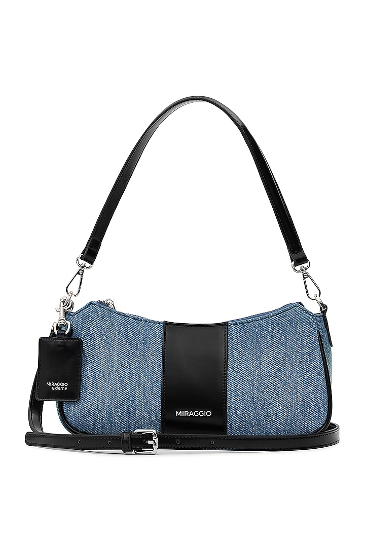 Blue & Black Denim Shoulder Bag by Miraggio at Pernia's Pop Up Shop