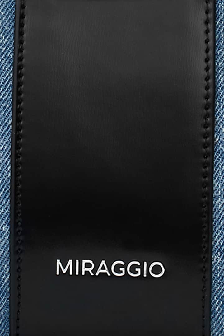Blue & Black Denim Shoulder Bag by Miraggio at Pernia's Pop Up Shop