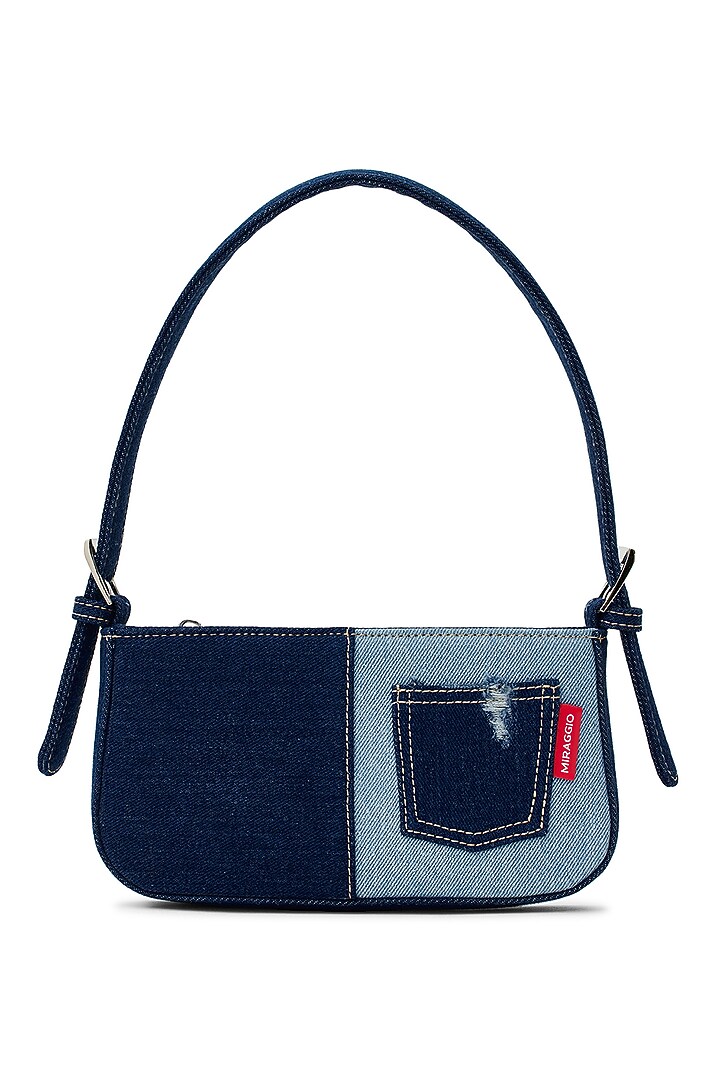 Blue Denim & Faux Leather Shoulder Bag by Miraggio at Pernia's Pop Up Shop