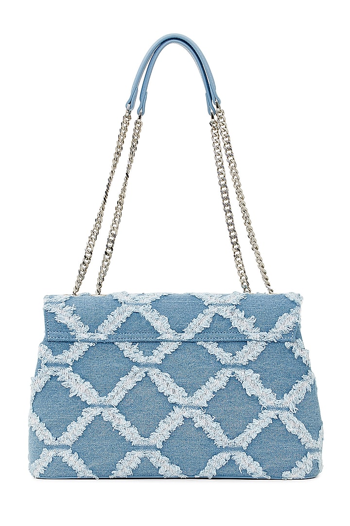 Blue Denim & Faux Leather Shoulder Bag by Miraggio at Pernia's Pop Up Shop