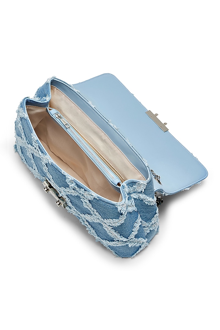 Blue Denim & Faux Leather Shoulder Bag by Miraggio at Pernia's Pop Up Shop