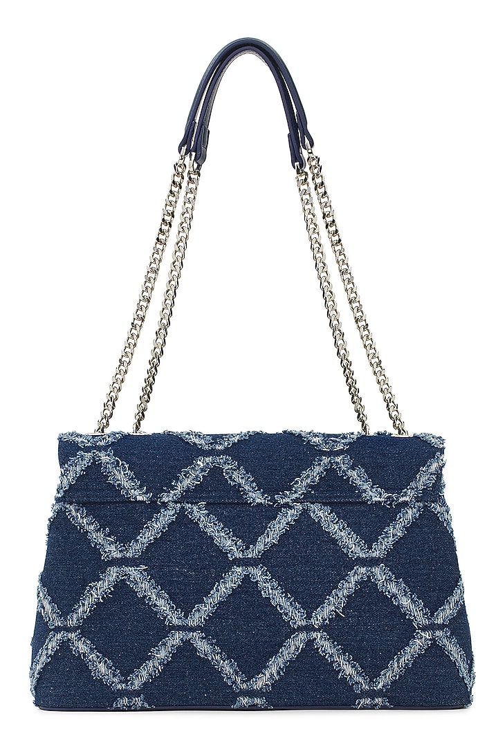 Blue Denim & Faux Leather Shoulder Bag by Miraggio at Pernia's Pop Up Shop