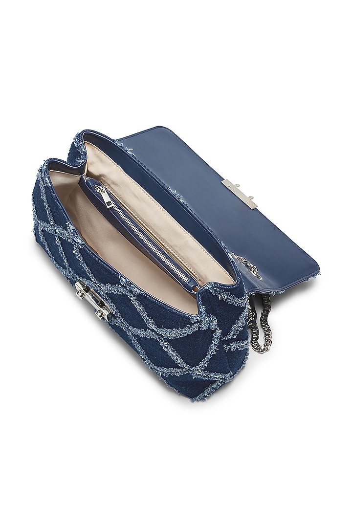 Blue Denim & Faux Leather Shoulder Bag by Miraggio at Pernia's Pop Up Shop