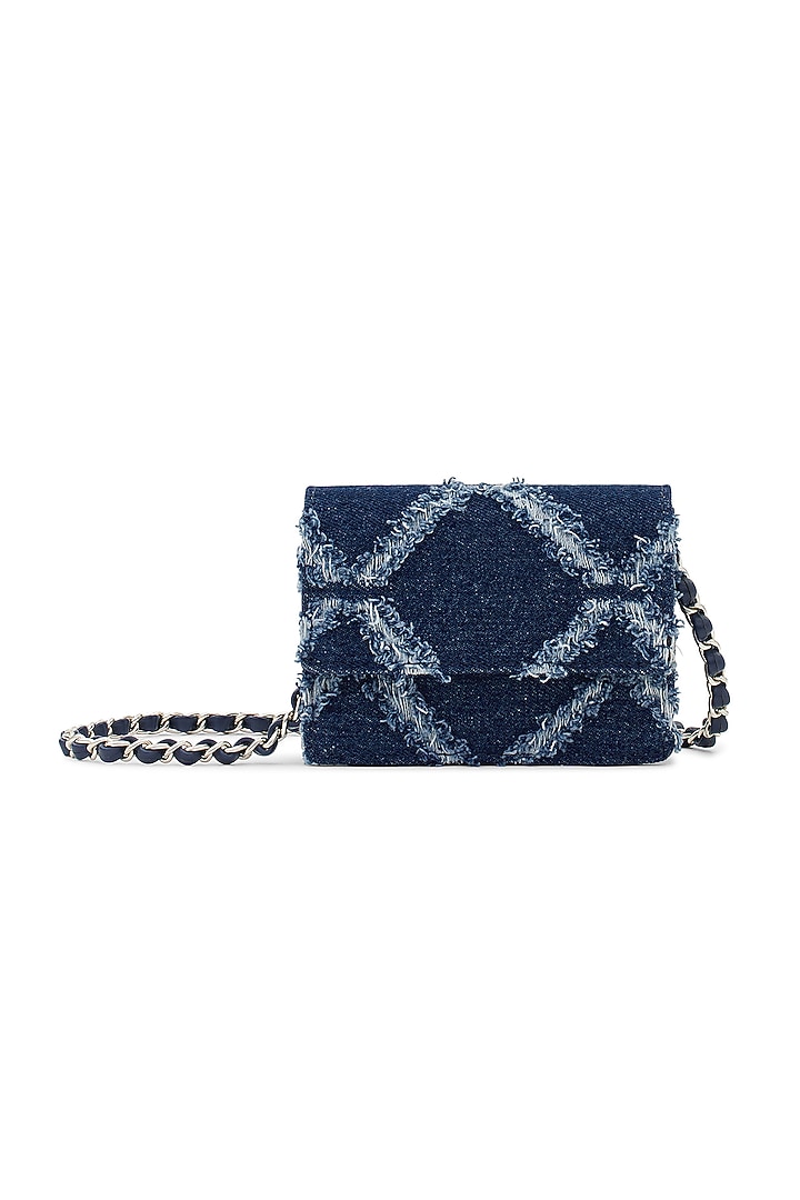 Blue Denim & Faux Leather Mini Crossbody Bag by Miraggio at Pernia's Pop Up Shop