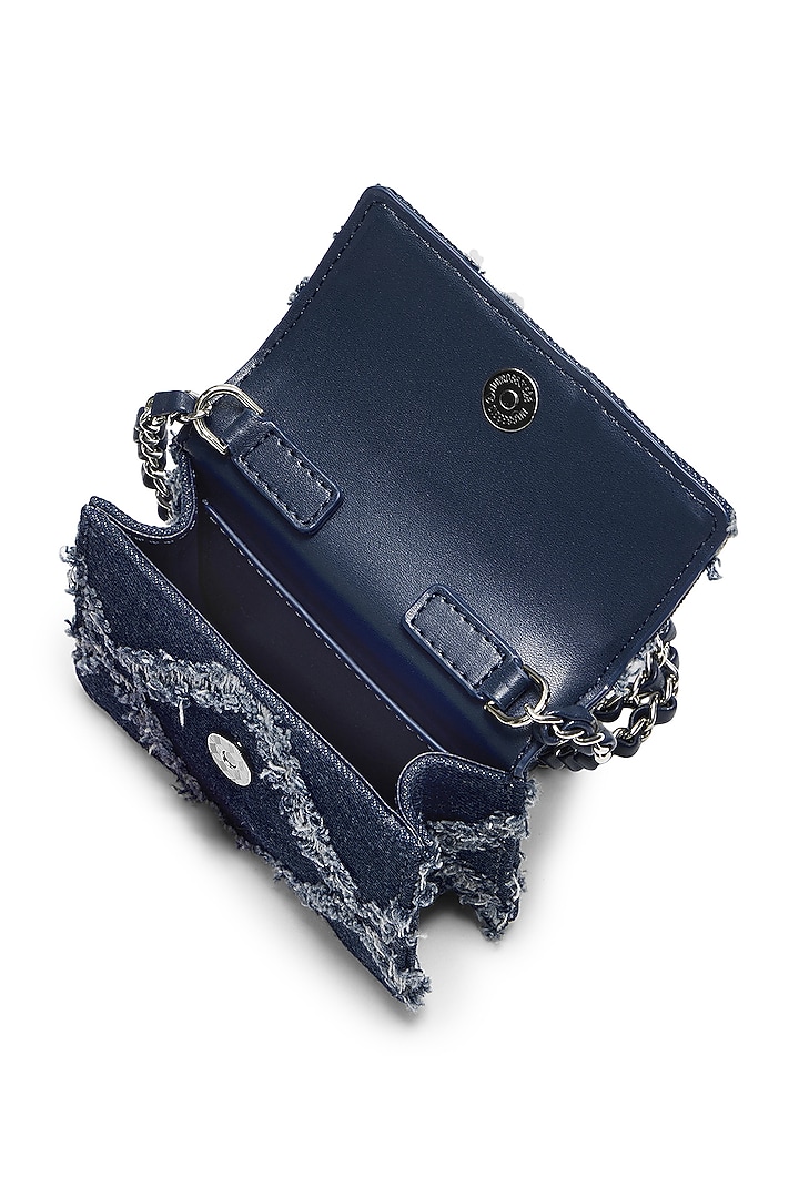 Blue Denim & Faux Leather Mini Crossbody Bag by Miraggio at Pernia's Pop Up Shop