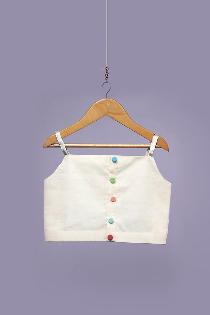 Cream Handloom Pant Set For Girls by Mirali at Pernia's Pop Up Shop