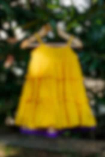 Yellow Handloom Frilled Dress For Girls by Mirali