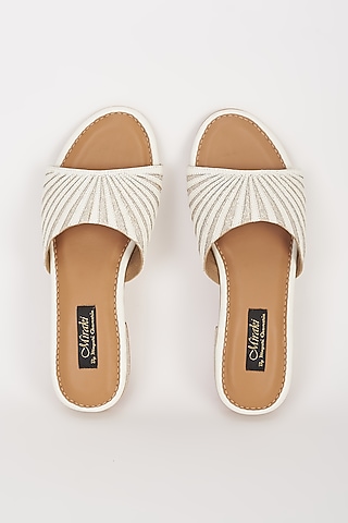 White Vegan Leather Flats by Miraki