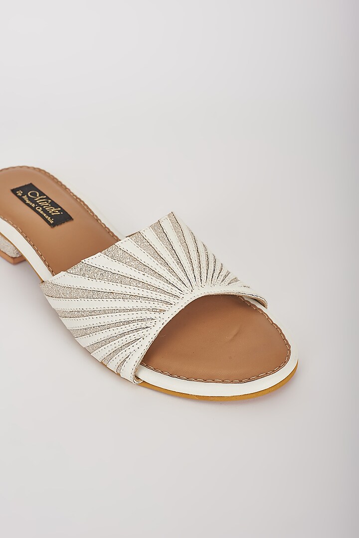 White Vegan Leather Flats by Miraki at Pernia's Pop Up Shop