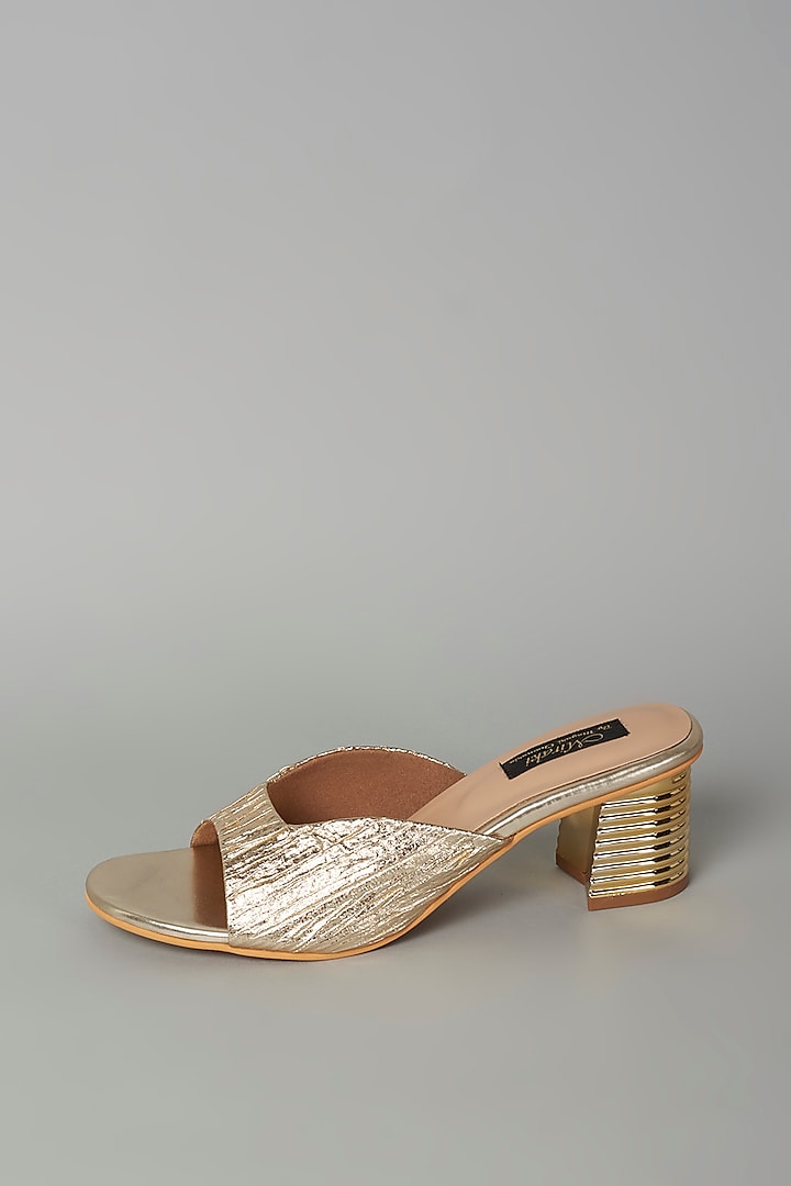 Gold Vegan Leather Sandals by Miraki