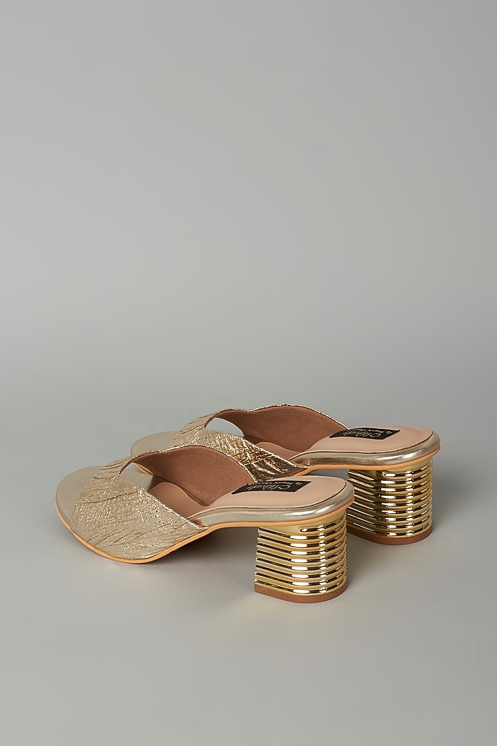 Gold Vegan Leather Sandals by Miraki at Pernia's Pop Up Shop
