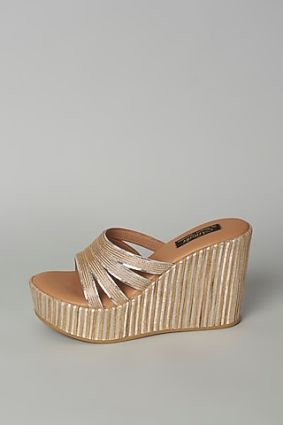 Silver & Gold Vegan Leather Wedges by Miraki