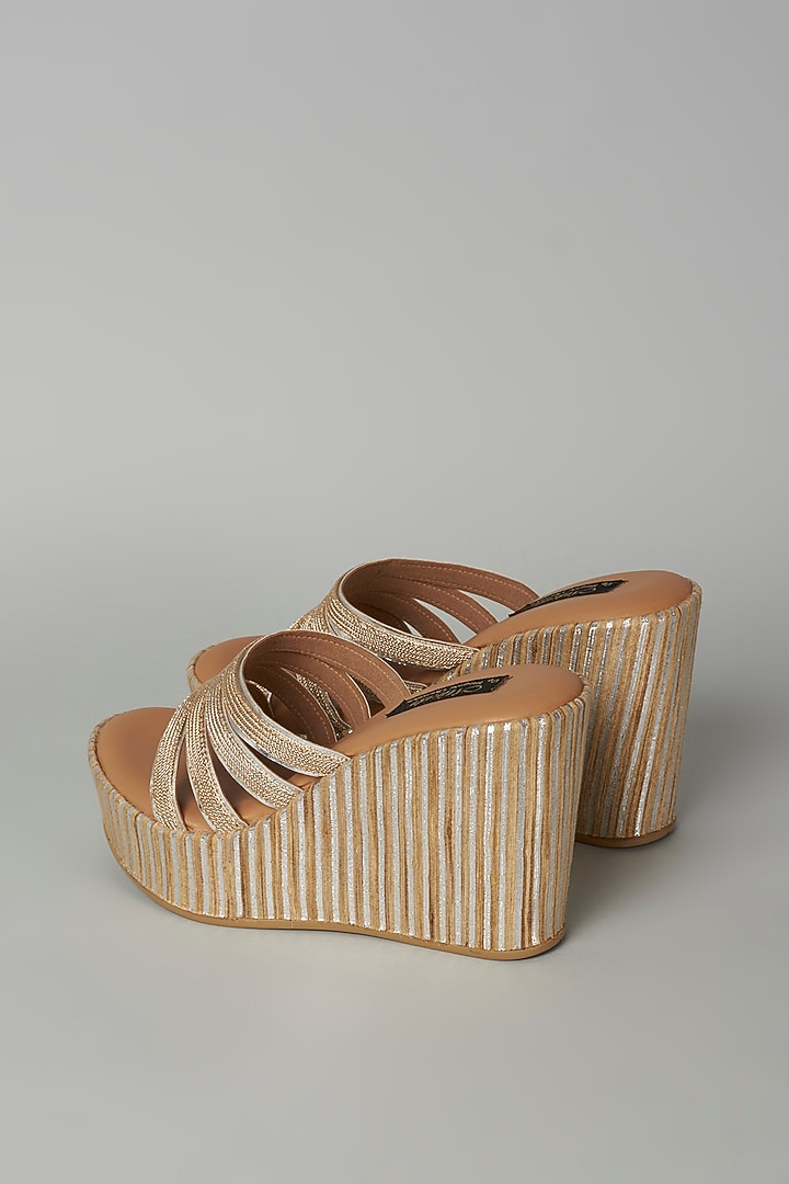 Silver & Gold Vegan Leather Wedges by Miraki at Pernia's Pop Up Shop