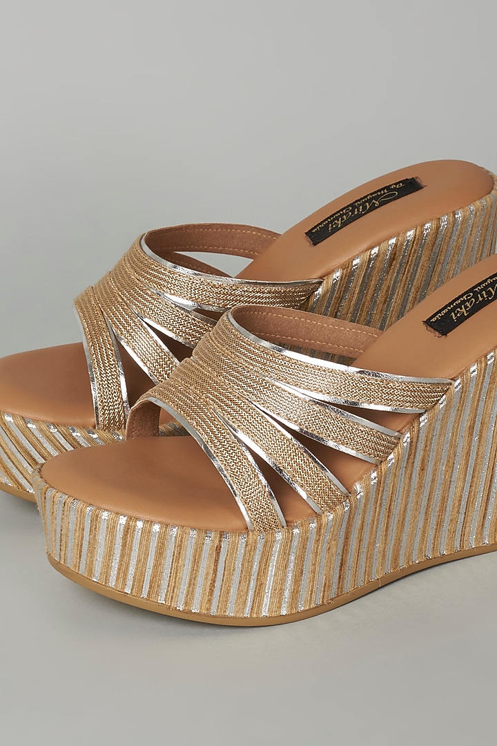 Silver & Gold Vegan Leather Wedges by Miraki at Pernia's Pop Up Shop