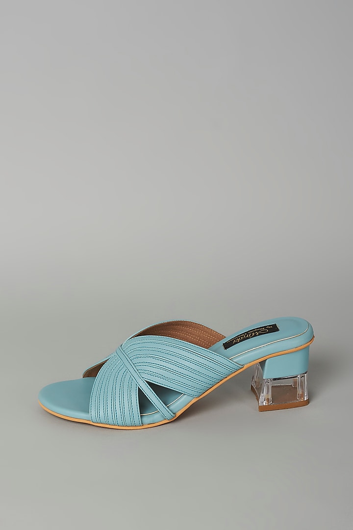 Powder Blue Vegan Leather Sandals by Miraki