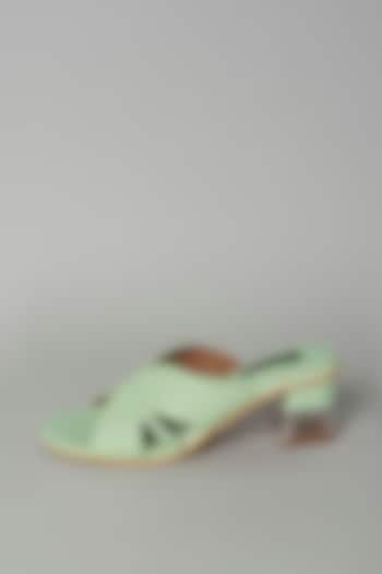 Pastel Green Vegan Leather Sandals by Miraki