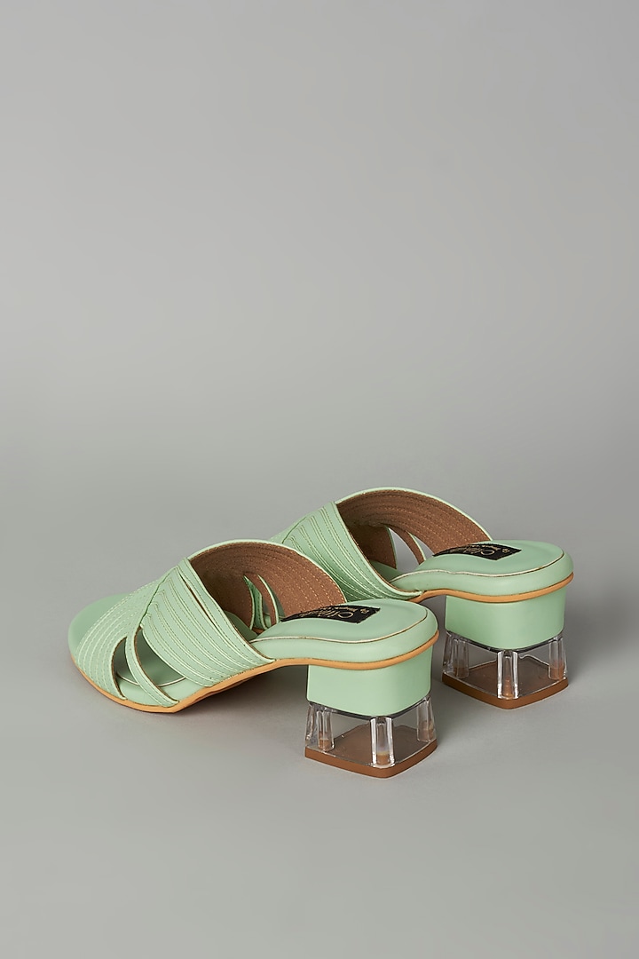 Pastel Green Vegan Leather Sandals by Miraki at Pernia's Pop Up Shop