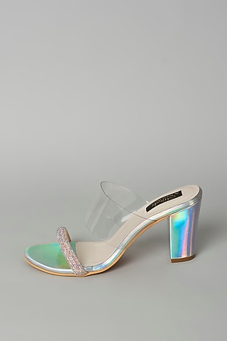 Silver Rhinestone Embellished Heels by Miraki