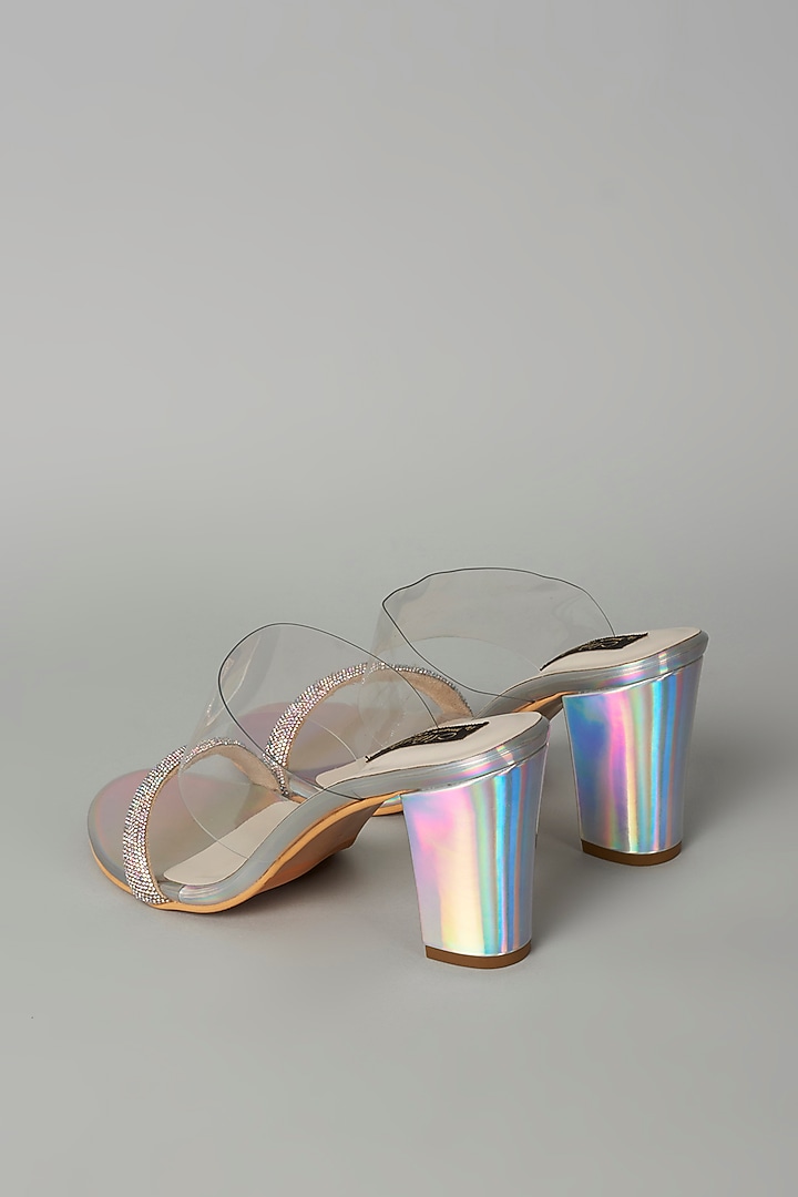 Silver Rhinestone Embellished Heels by Miraki at Pernia's Pop Up Shop