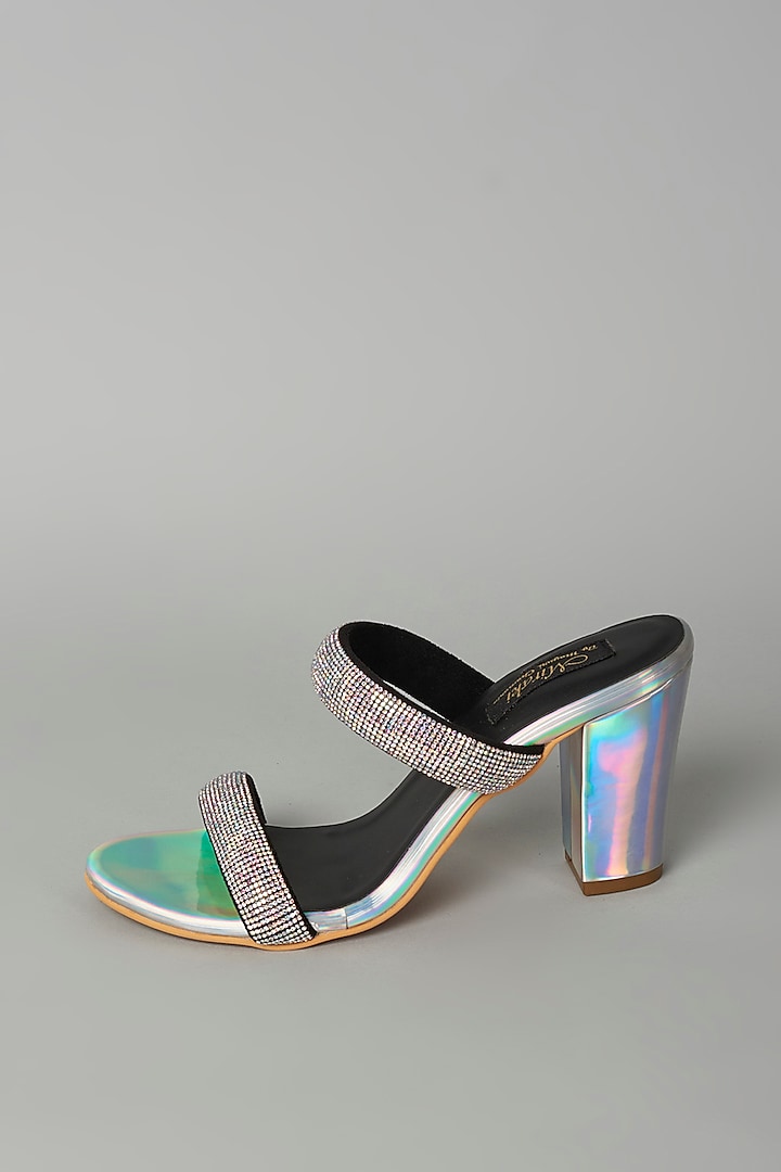 Silver Holographic Embellished Heels by Miraki