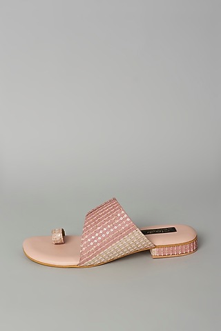Pastel Beige Vegan Leather Flats by Miraki