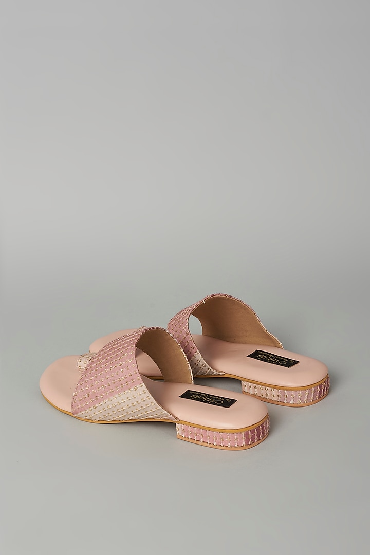 Pastel Beige Vegan Leather Flats by Miraki at Pernia's Pop Up Shop