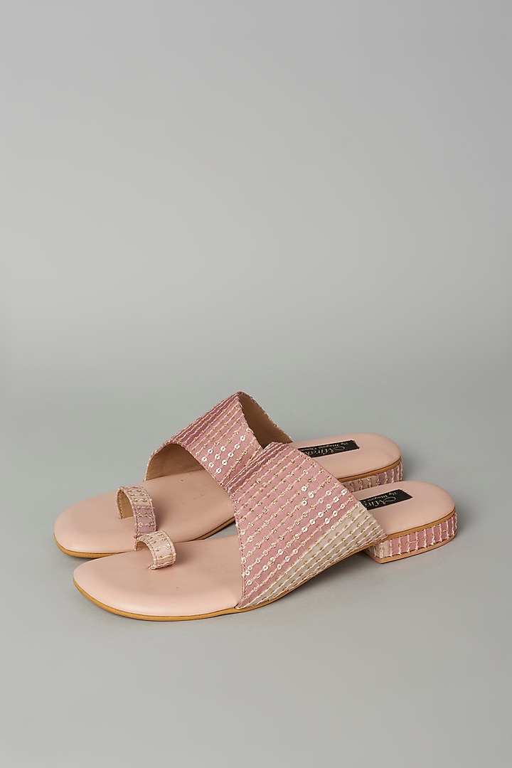 Pastel Beige Vegan Leather Flats by Miraki at Pernia's Pop Up Shop