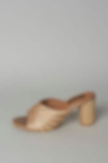Gold Vegan Leather Slip-On Sandals by Miraki