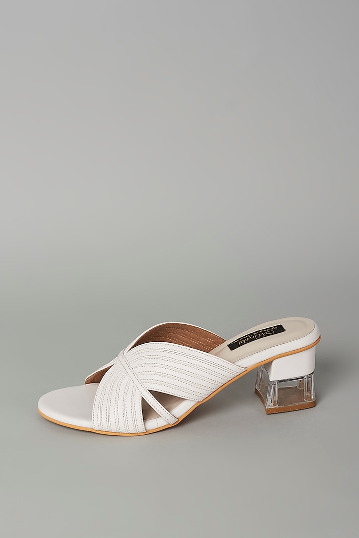 White Vegan Leather Sandals by Miraki