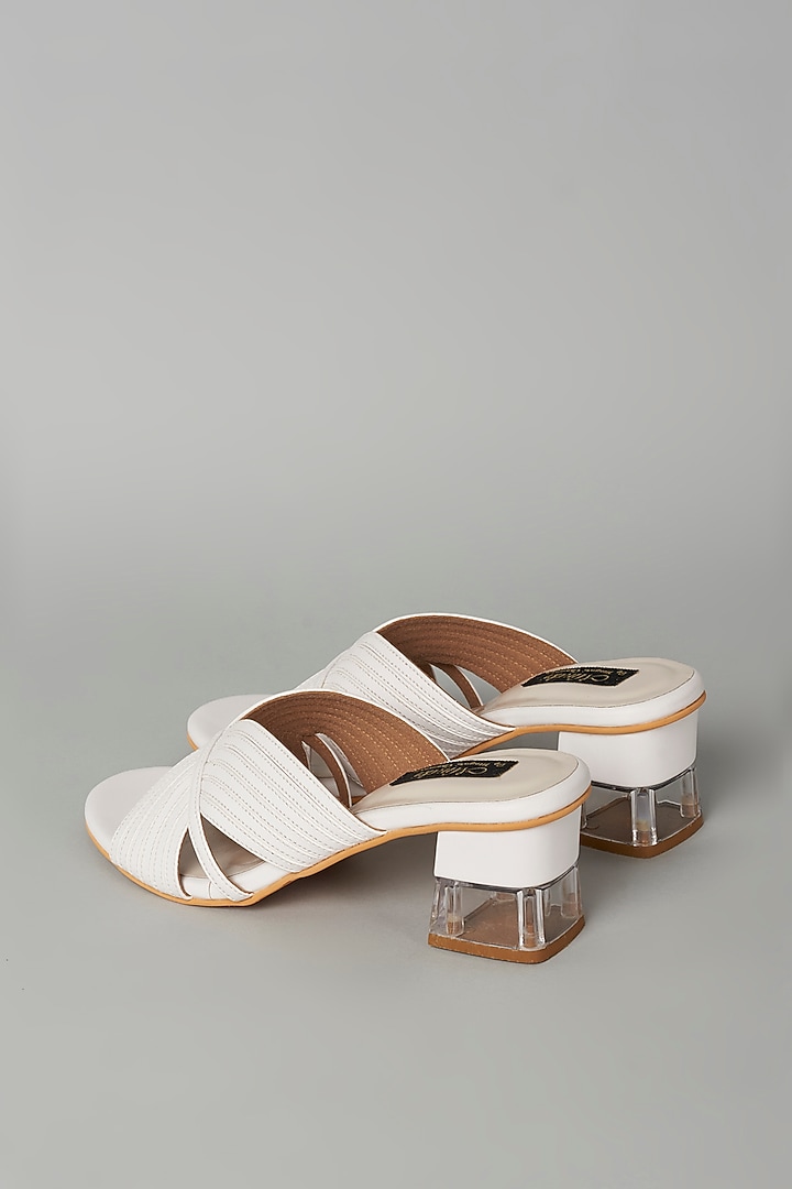 White Vegan Leather Sandals by Miraki at Pernia's Pop Up Shop
