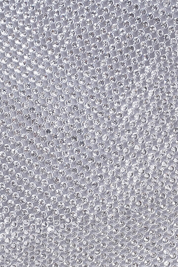 Silver Ultra-Fibre Leather Crystal Embellished Clutch by MIR KASH at Pernia's Pop Up Shop