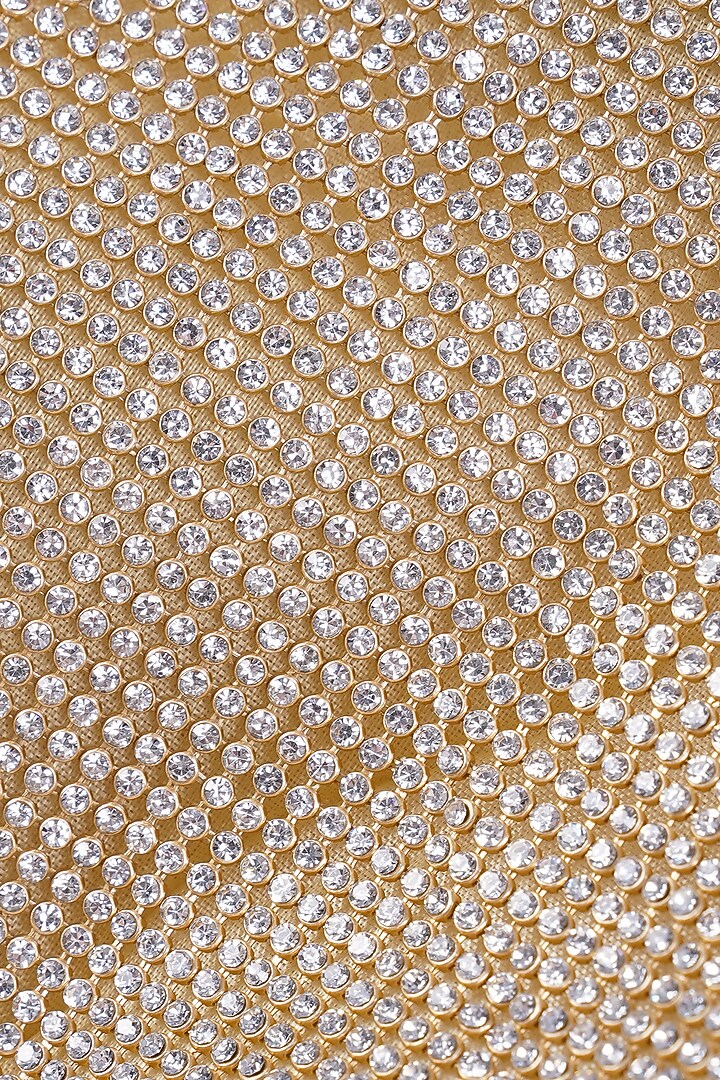 Gold Ultra-Fibre Leather Crystal Embellished Clutch by MIR KASH at Pernia's Pop Up Shop