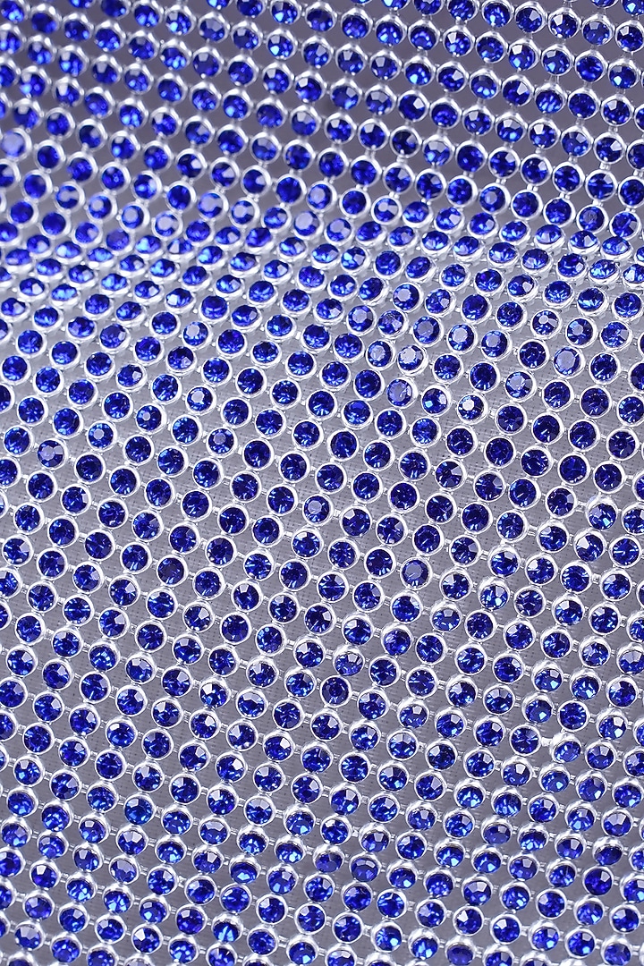 Blue Ultra-Fibre Leather Crystal Embellished Clutch by MIR KASH at Pernia's Pop Up Shop