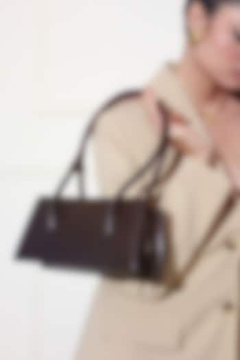 Brown Ultra Fibre Leather Trapezoid Shoulder Bag by MIR KASH at Pernia's Pop Up Shop