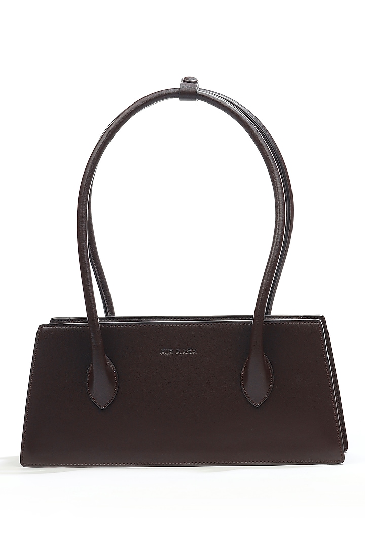 Brown Ultra Fibre Leather Trapezoid Shoulder Bag by MIR KASH at Pernia's Pop Up Shop