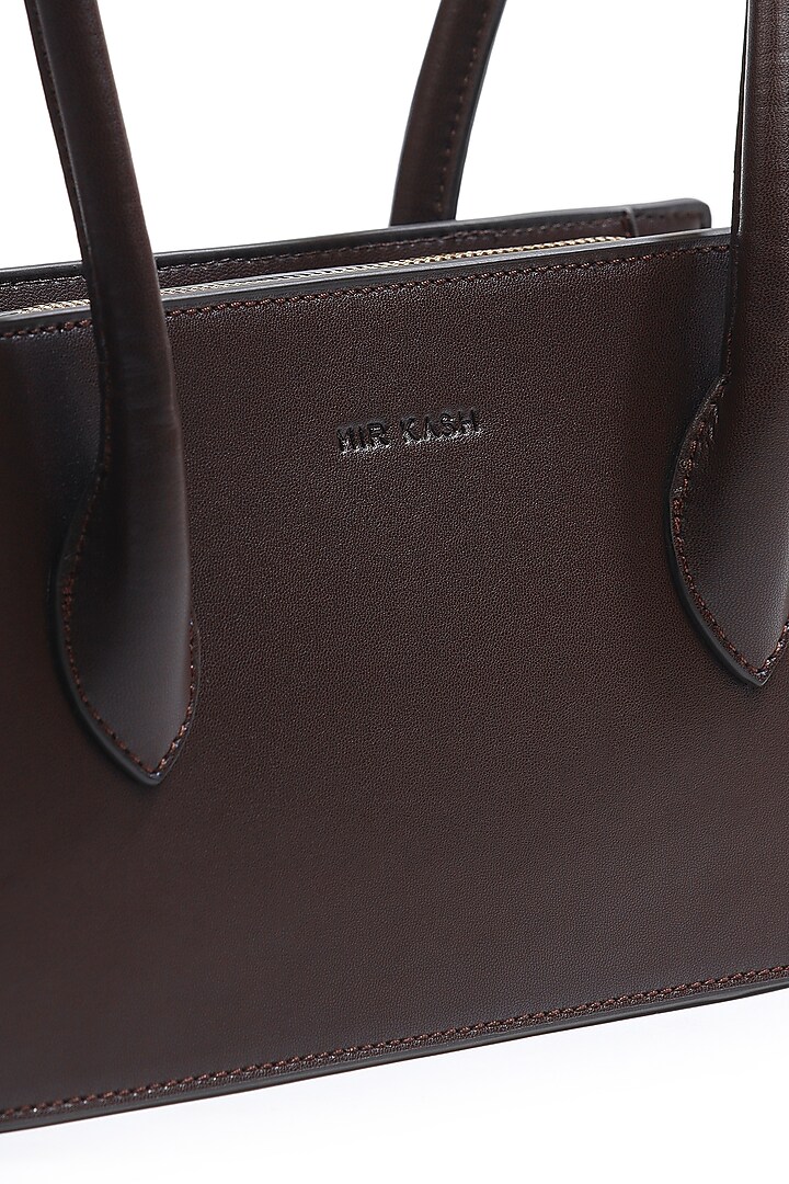 Brown Ultra Fibre Leather Trapezoid Shoulder Bag by MIR KASH at Pernia's Pop Up Shop