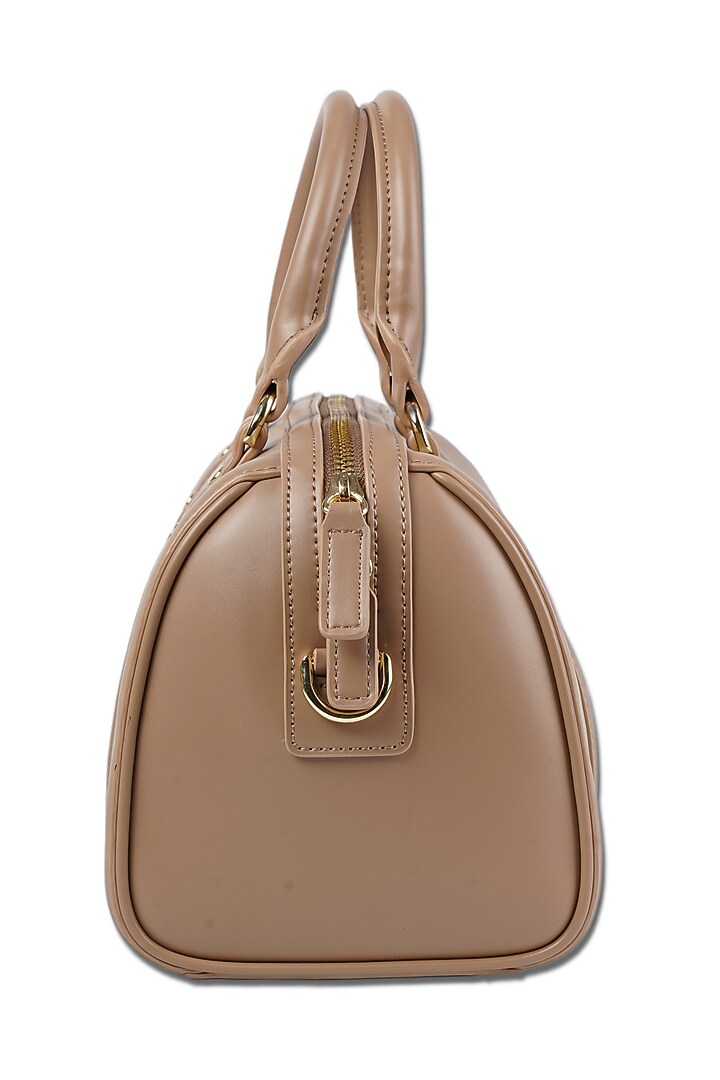 Beige Vegan Leather Crossbody Duffel Bag by MIR KASH at Pernia's Pop Up Shop