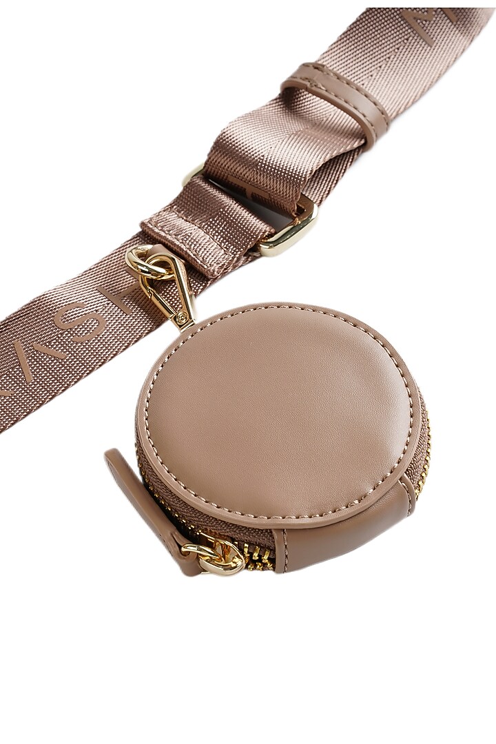 Beige Vegan Leather Crossbody Duffel Bag by MIR KASH at Pernia's Pop Up Shop