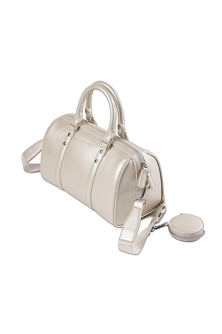 Silver Vegan Leather Crossbody Duffel Bag by MIR KASH at Pernia's Pop Up Shop